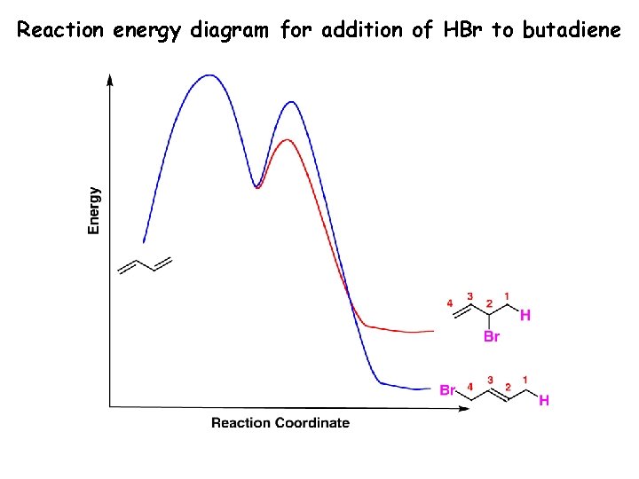 Reaction energy diagram for addition of HBr to butadiene 