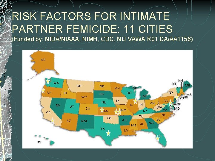 RISK FACTORS FOR INTIMATE PARTNER FEMICIDE: 11 CITIES (Funded by: NIDA/NIAAA, NIMH, CDC, NIJ