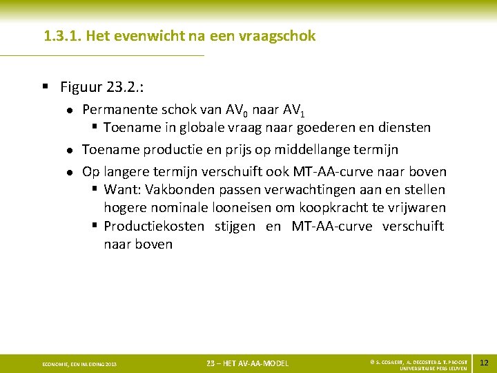 1. 3. 1. Het evenwicht na een vraagschok § Figuur 23. 2. : l