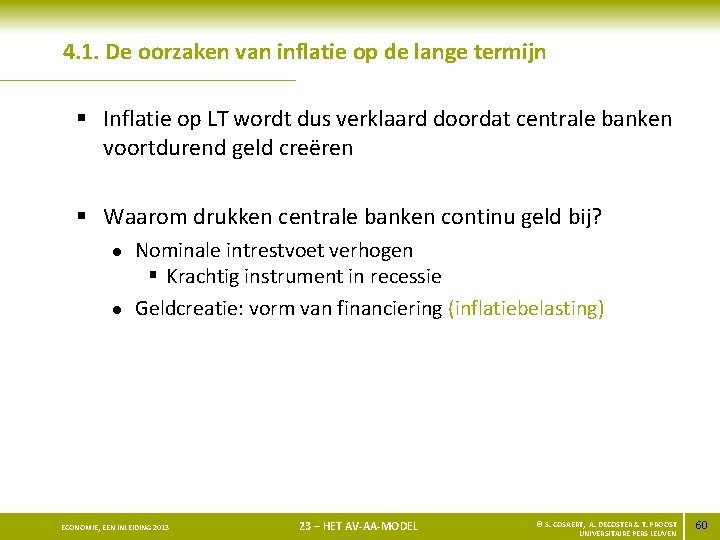 4. 1. De oorzaken van inflatie op de lange termijn § Inflatie op LT