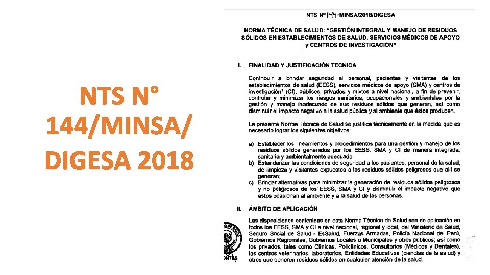 NTS N° 144/MINSA/ DIGESA 2018 NTS N° 144/MINSA/ DIGESA 2018