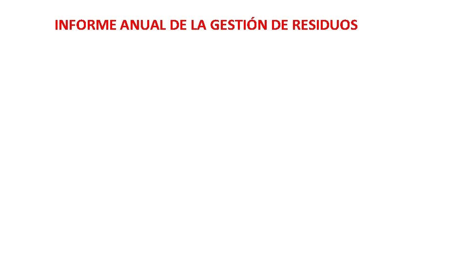 INFORME ANUAL DE LA GESTIÓN DE RESIDUOS INFORME ANUAL DE LA GESTIÓN DE RESIDUOS