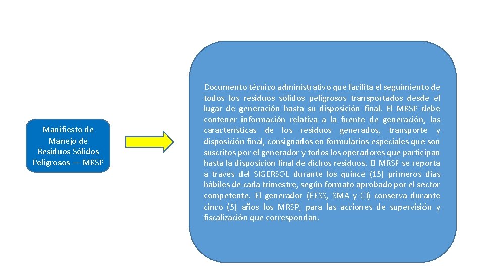 Manifiesto de Manejo de Residuos Sólidos Peligrosos — MRSP Documento técnico administrativo que facilita Manifiesto de Manejo de Residuos Sólidos Peligrosos — MRSP Documento técnico administrativo que facilita
