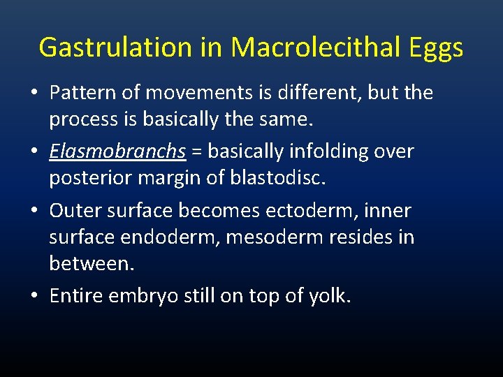Gastrulation in Macrolecithal Eggs • Pattern of movements is different, but the process is Gastrulation in Macrolecithal Eggs • Pattern of movements is different, but the process is