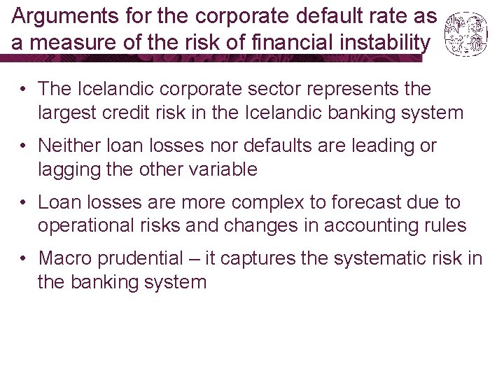 Arguments for the corporate default rate as a measure of the risk of financial Arguments for the corporate default rate as a measure of the risk of financial