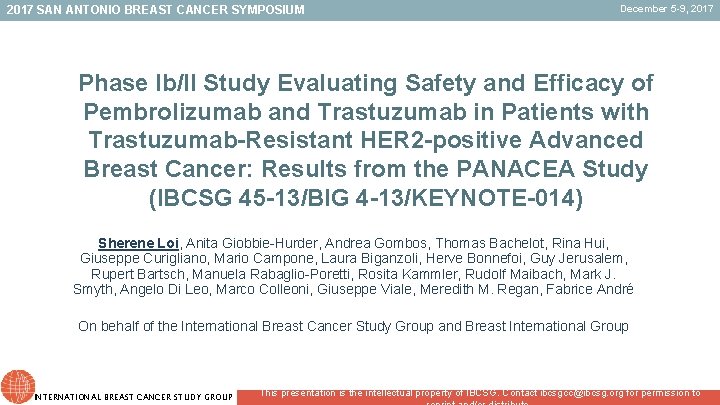 2017 SAN ANTONIO BREAST CANCER SYMPOSIUM December 5 -9, 2017 Phase Ib/II Study Evaluating