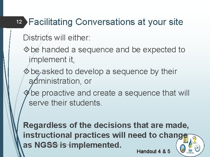 12 Facilitating Conversations at your site Districts will either: be handed a sequence and 12 Facilitating Conversations at your site Districts will either: be handed a sequence and