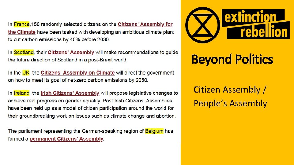 Beyond Politics Citizen Assembly / People’s Assembly Beyond Politics Citizen Assembly / People’s Assembly