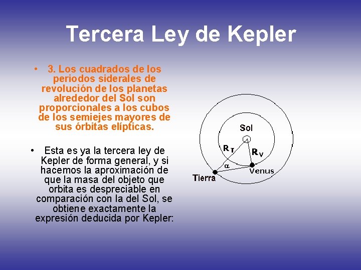 Tercera Ley de Kepler • 3. Los cuadrados de los periodos siderales de revolución