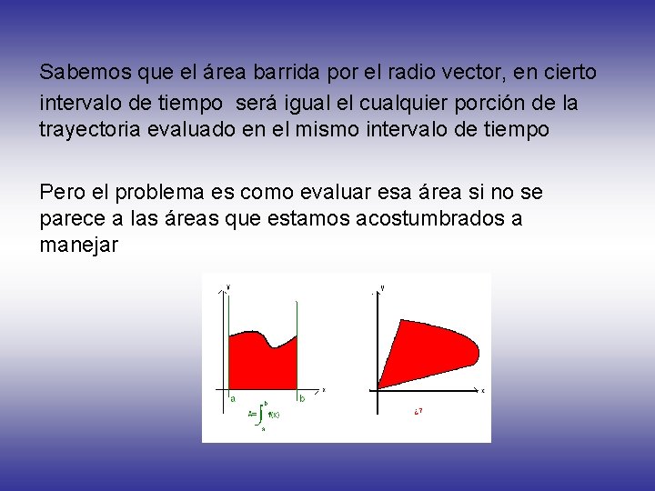 Sabemos que el área barrida por el radio vector, en cierto intervalo de tiempo