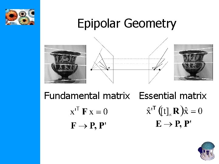 Epipolar Geometry Fundamental matrix Essential matrix Epipolar Geometry Fundamental matrix Essential matrix