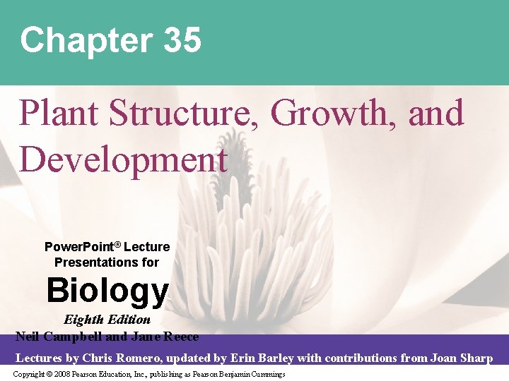 Chapter 35 Plant Structure, Growth, and Development Power. Point® Lecture Presentations for Biology Eighth