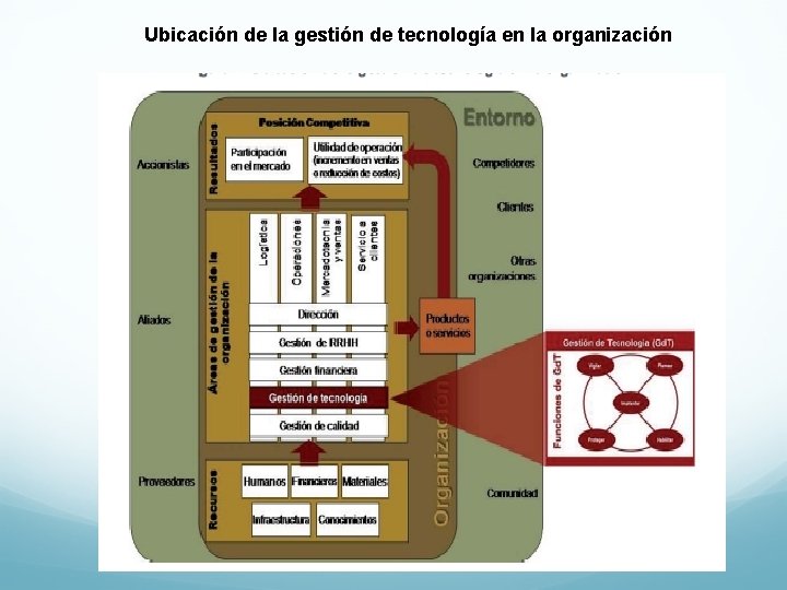 Ubicación de la gestión de tecnología en la organización Ubicación de la gestión de tecnología en la organización