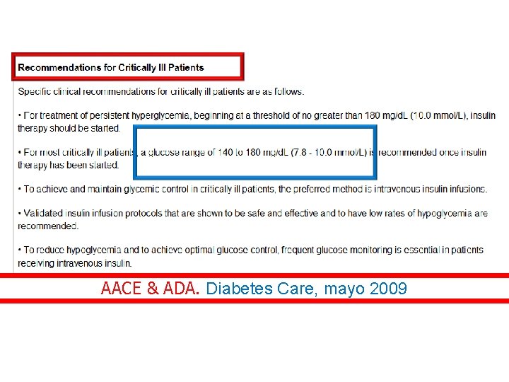 AACE & ADA. Diabetes Care, mayo 2009 AACE & ADA. Diabetes Care, mayo 2009