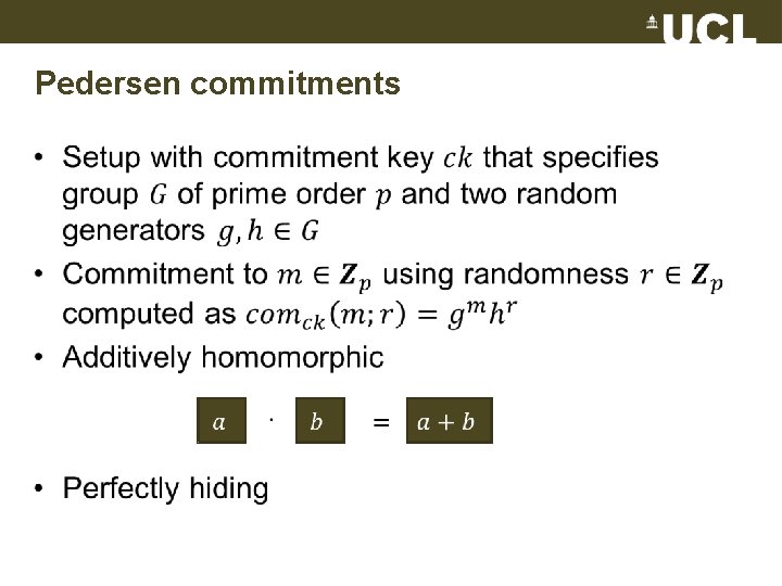 Pedersen commitments • 