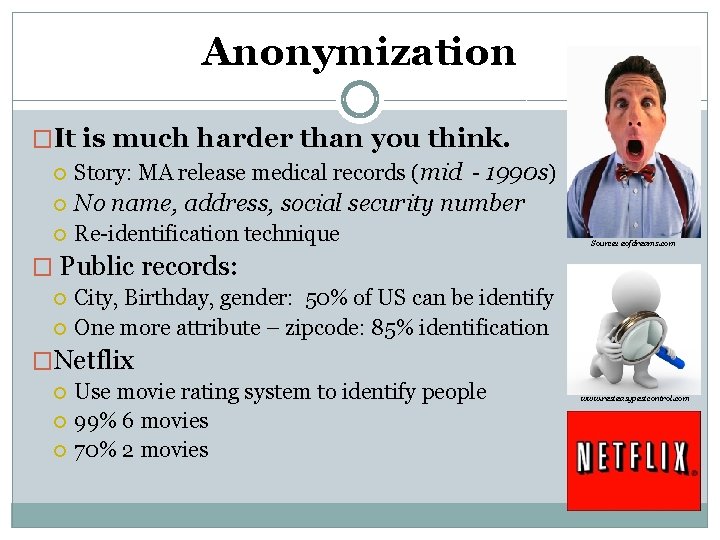 Anonymization �It is much harder than you think. Story: MA release medical records (mid‐ Anonymization �It is much harder than you think. Story: MA release medical records (mid‐