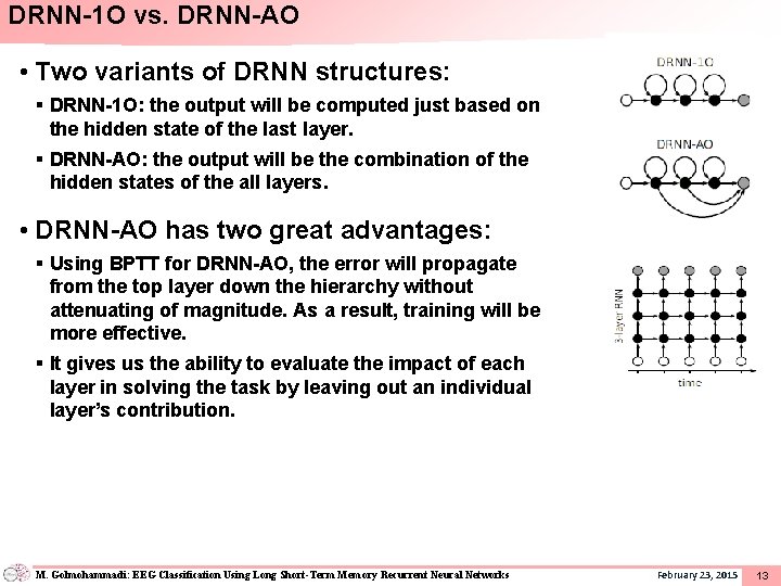 DRNN-1 O vs. DRNN-AO • Two variants of DRNN structures: § DRNN-1 O: the