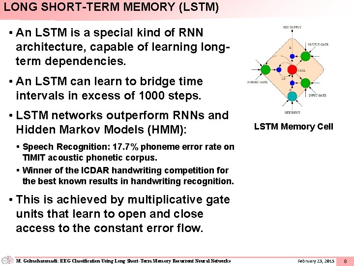 LONG SHORT-TERM MEMORY (LSTM) • An LSTM is a special kind of RNN architecture,