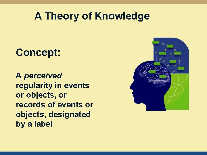 A Theory of Knowledge Concept: A perceived regularity in events or objects, or records
