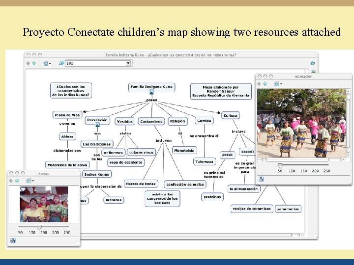 Proyecto Conectate children’s map showing two resources attached 