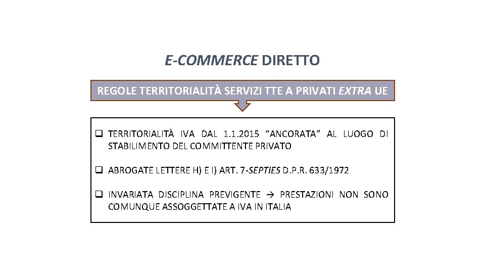 Pag. 141 dispensa E-COMMERCE DIRETTO REGOLE TERRITORIALITÀ SERVIZI TTE A PRIVATI EXTRA UE q