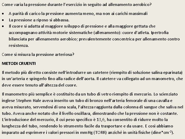 Come varia la pressione durante l’esercizio in seguito ad allenamento aerobico? A parità di