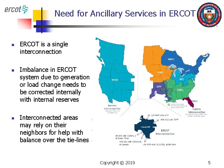 Need for Ancillary Services in ERCOT n n n ERCOT is a single interconnection