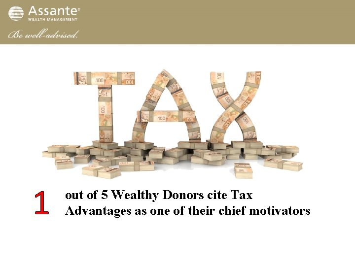 1 out of 5 Wealthy Donors cite Tax Advantages as one of their chief