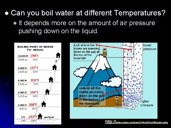 l Can you boil water at different Temperatures? l It depends more on the