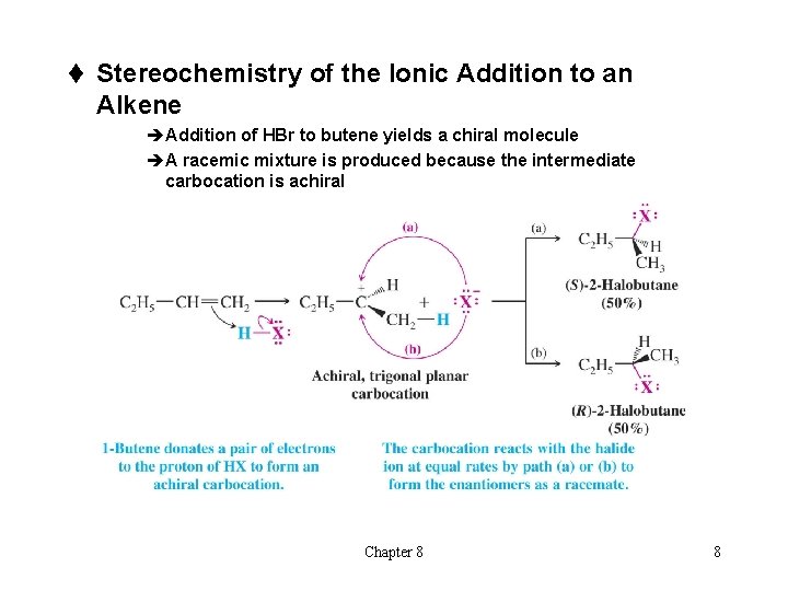 t Stereochemistry of the Ionic Addition to an Alkene èAddition of HBr to butene