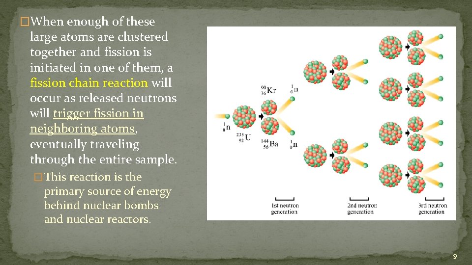 �When enough of these large atoms are clustered together and fission is initiated in