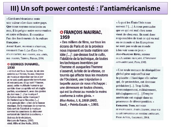 III) Un soft power contesté : l’antiaméricanisme 
