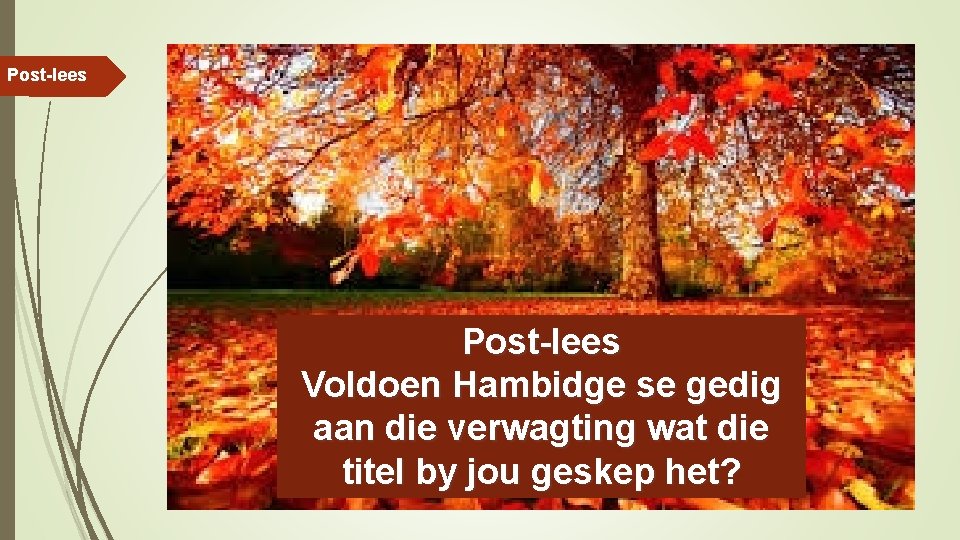 Post-lees Voldoen Hambidge se gedig aan die verwagting wat die titel by jou geskep