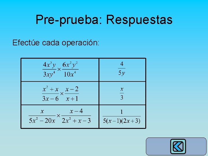 Pre-prueba: Respuestas Efectúe cada operación: 