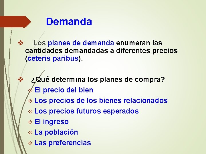 Demanda v Los planes de demanda enumeran las cantidades demandadas a diferentes precios (ceteris