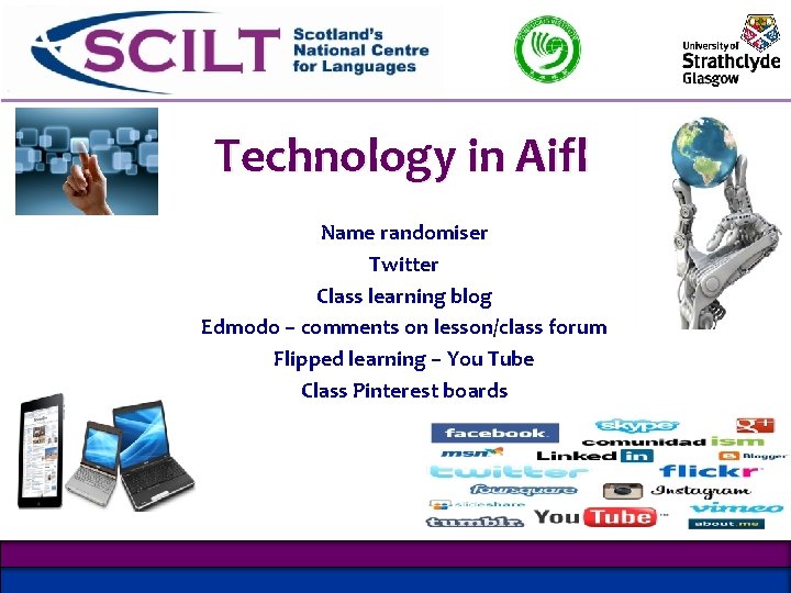 Technology in Aifl Name randomiser Twitter Class learning blog Edmodo – comments on lesson/class Technology in Aifl Name randomiser Twitter Class learning blog Edmodo – comments on lesson/class