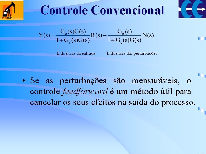 Controle Convencional Influência da entrada Influência das perturbações • Se as perturbações são mensuráveis,