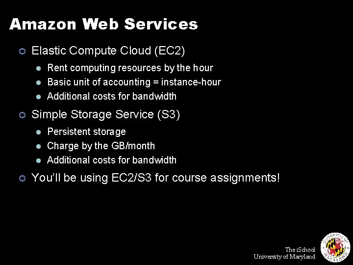 Amazon Web Services ¢ Elastic Compute Cloud (EC 2) l l l ¢ Simple