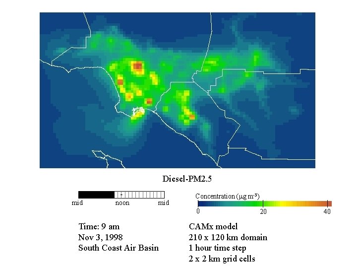 Diesel-PM 2. 5 mid noon mid Concentration (mg m-3) 0 Time: 9 am Nov