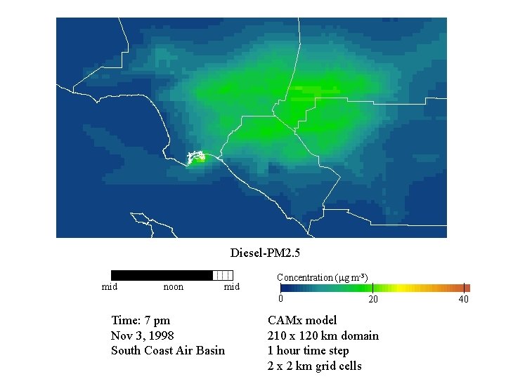 Diesel-PM 2. 5 mid noon mid Concentration (mg m-3) 0 Time: 7 pm Nov