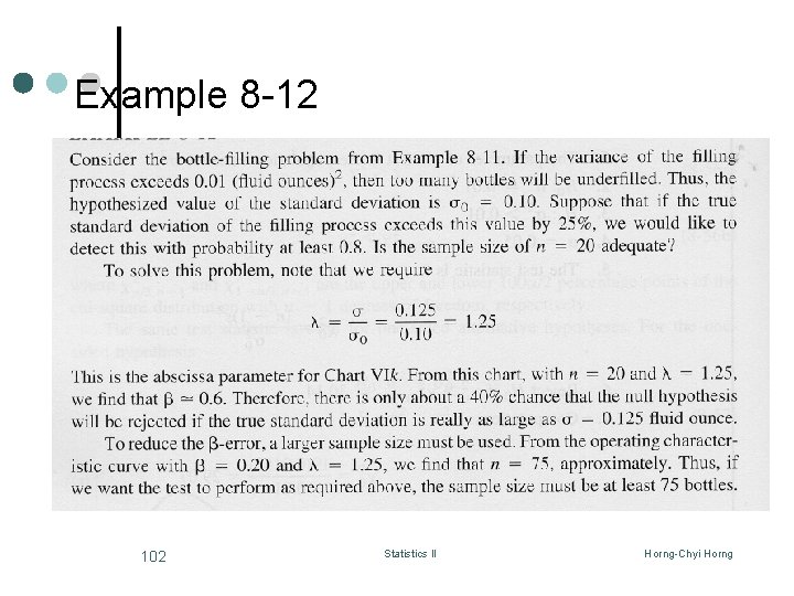 Example 8 -12 102 Statistics II Horng-Chyi Horng Example 8 -12 102 Statistics II Horng-Chyi Horng