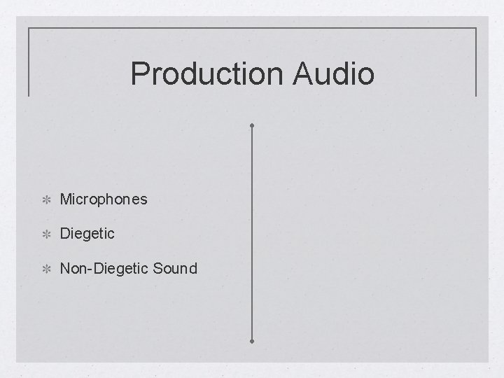 Production Audio Microphones Diegetic Non-Diegetic Sound 