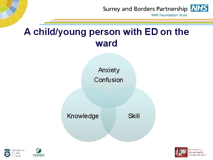 A child/young person with ED on the ward Anxiety Confusion Knowledge Skill 