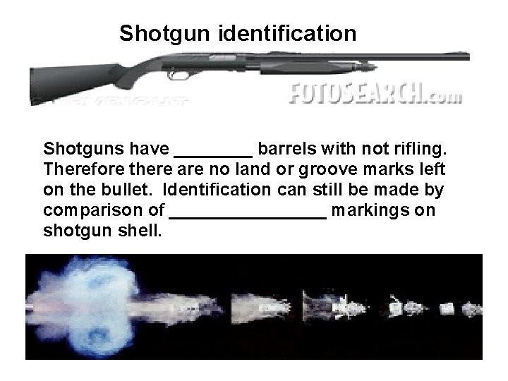 Shotgun identification Shotguns have ____ barrels with not rifling. Therefore there are no land