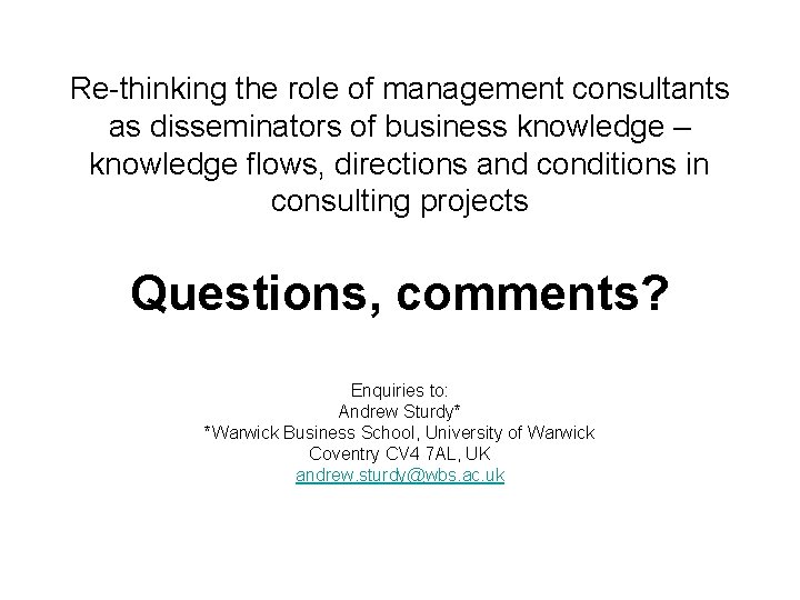 Re-thinking the role of management consultants as disseminators of business knowledge – knowledge flows,