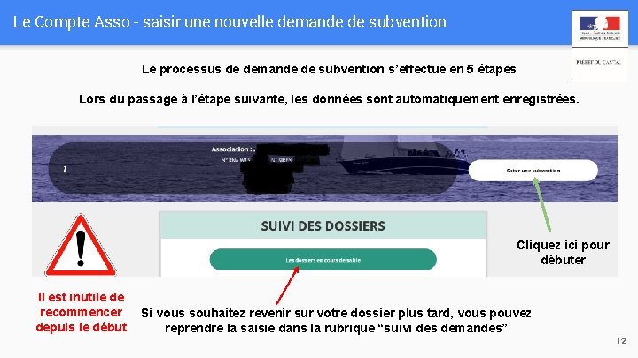 Le Compte Asso - saisir une nouvelle demande de subvention Le processus de demande