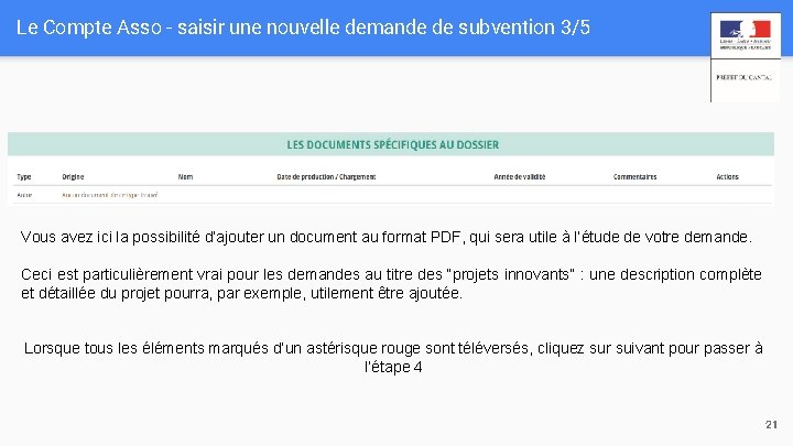 Le Compte Asso - saisir une nouvelle demande de subvention 3/5 Vous avez ici