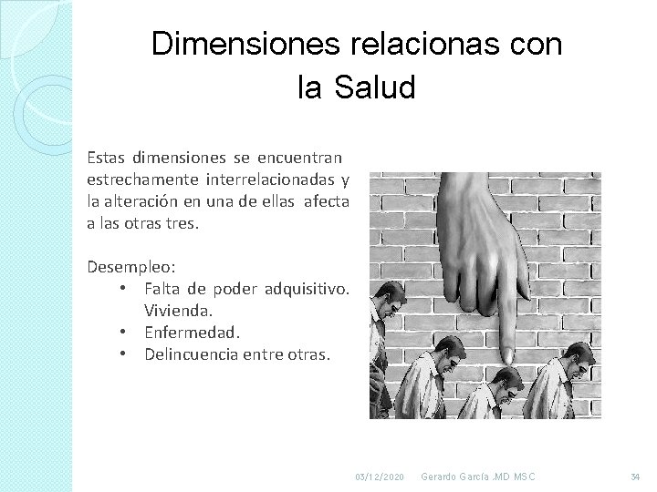 Dimensiones relacionas con la Salud Estas dimensiones se encuentran estrechamente interrelacionadas y la alteración Dimensiones relacionas con la Salud Estas dimensiones se encuentran estrechamente interrelacionadas y la alteración