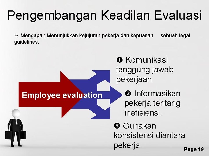 Pengembangan Keadilan Evaluasi Ä Mengapa : Menunjukkan kejujuran pekerja dan kepuasan guidelines. sebuah legal
