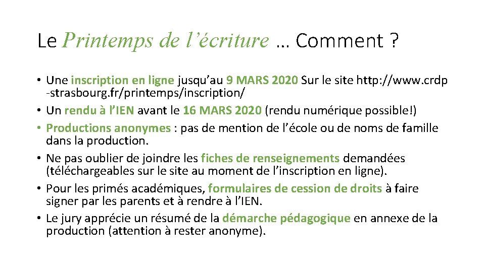 Le Printemps de l’écriture … Comment ? • Une inscription en ligne jusqu’au 9 Le Printemps de l’écriture … Comment ? • Une inscription en ligne jusqu’au 9